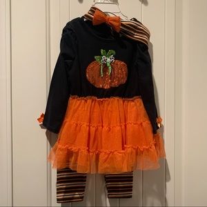 3 pc Halloween outfit, leggings, top & headband.